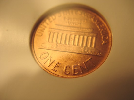 1960-D/D-Large-Date-1c-Lincoln-Memorial-Cent-Vp002-Ms65RD